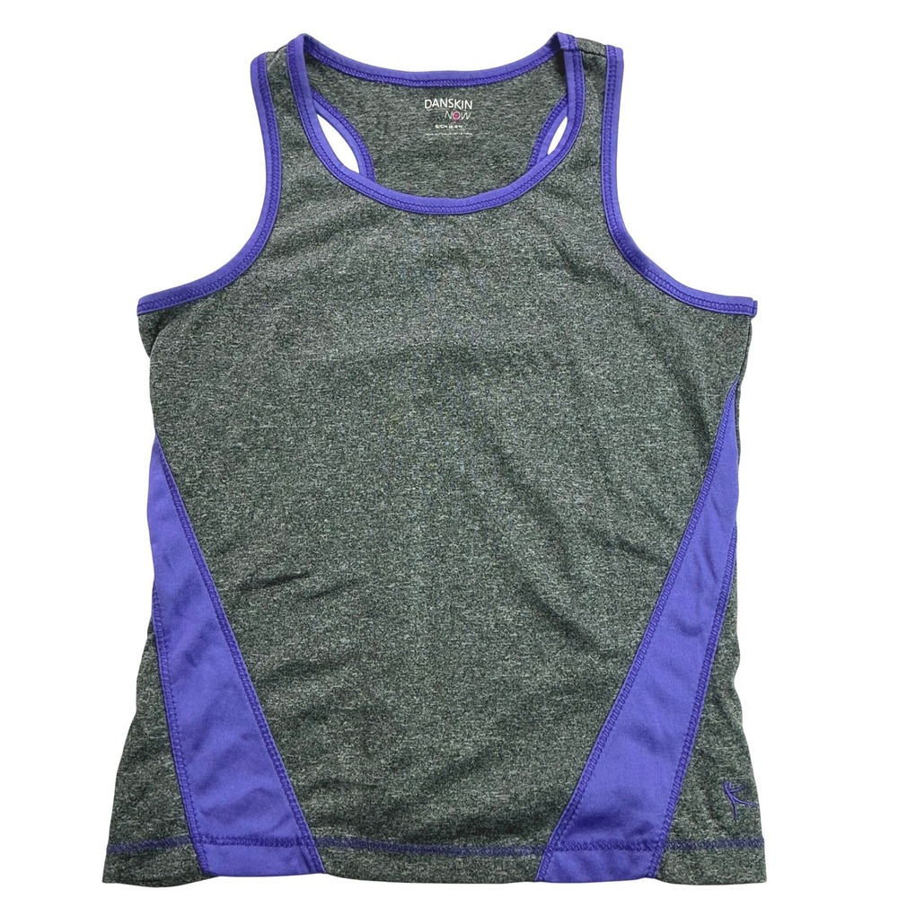 Danskin Now Gray Purple Tank Top Kids Size 6-6x Racerback Athletic DG23T202